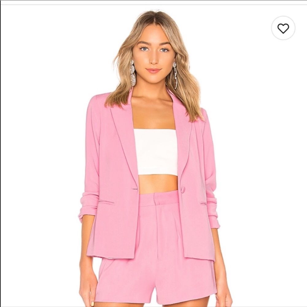 Lovers + Friends pink blazer and matching shorts